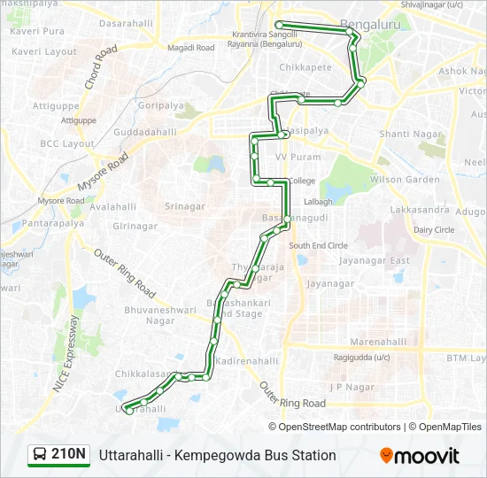 210N Bus Line Map