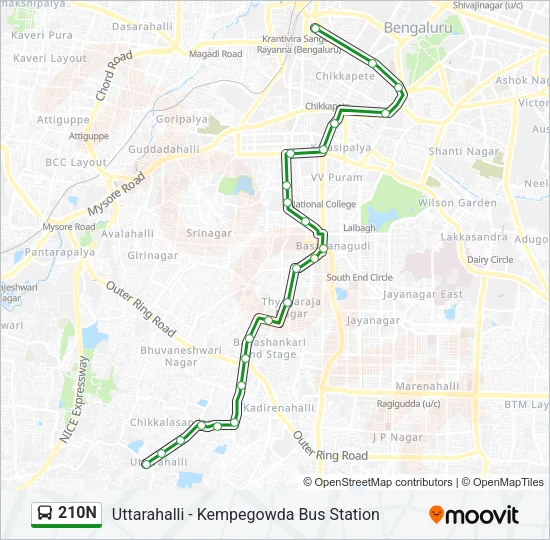210N Bus Line Map