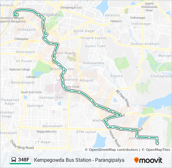 Hsr Layout Bangalore Map 348F Route: Schedules, Stops & Maps - H.s.r.layout (K.e.b. Junction)  (Updated)