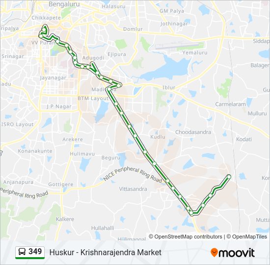 349 bus Line Map