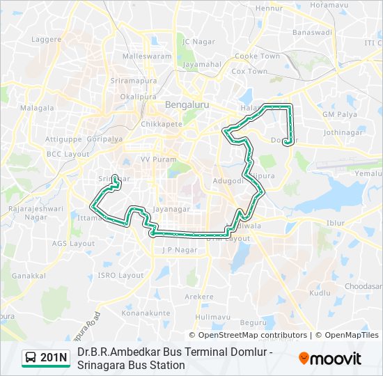 Kathriguppe Big Bazaar Map 201N Route: Schedules, Stops & Maps - Domlur Ttmc Bus Stand (Updated)