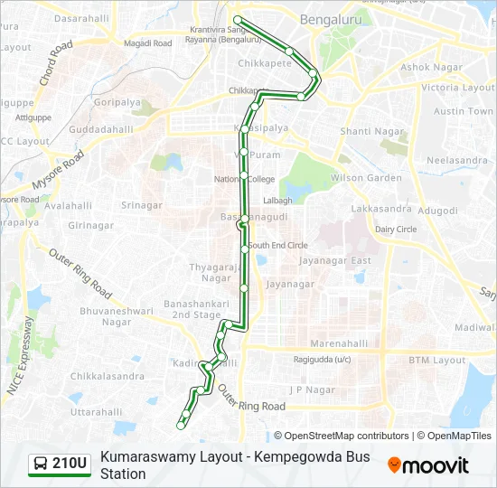 210U Bus Line Map
