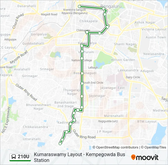 210U Bus Line Map