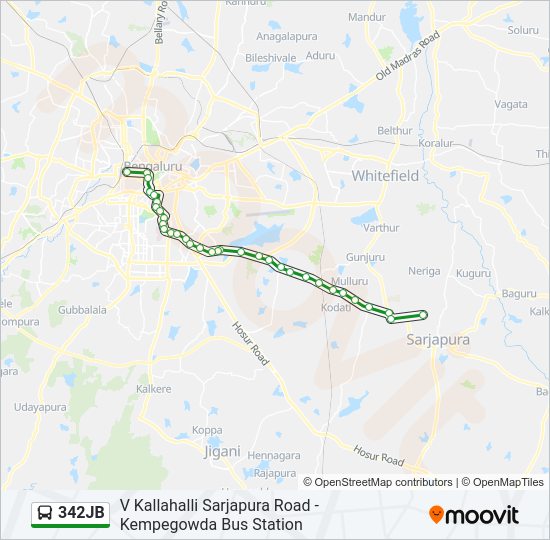 342JB bus Line Map