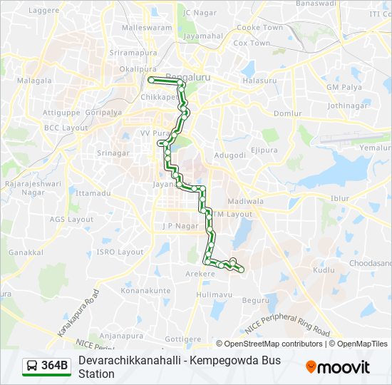 364B bus Line Map