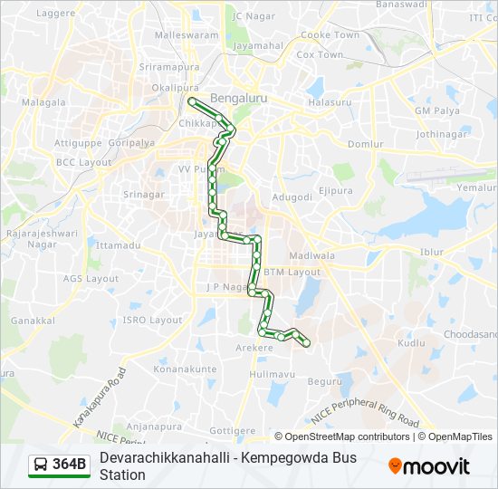 364B bus Line Map