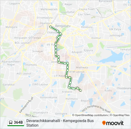 364B Bus Line Map