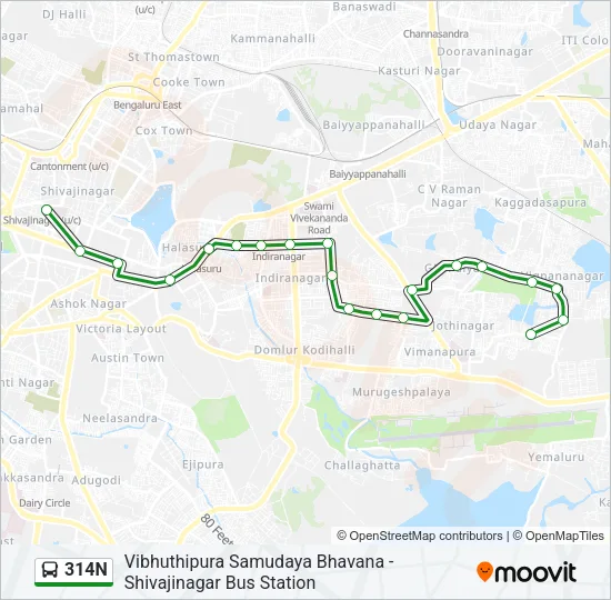 314N Bus Line Map