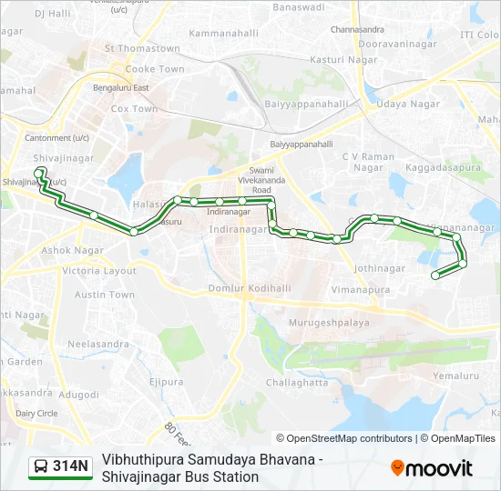 314N Bus Line Map