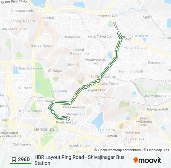 296D Bus Line Map