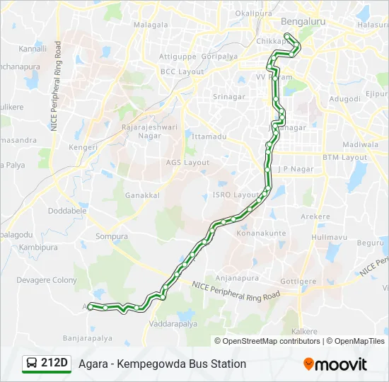 212D Bus Line Map