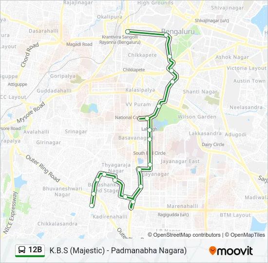12B Bus Line Map