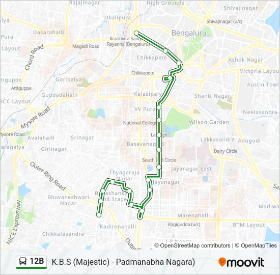 12B Bus Line Map
