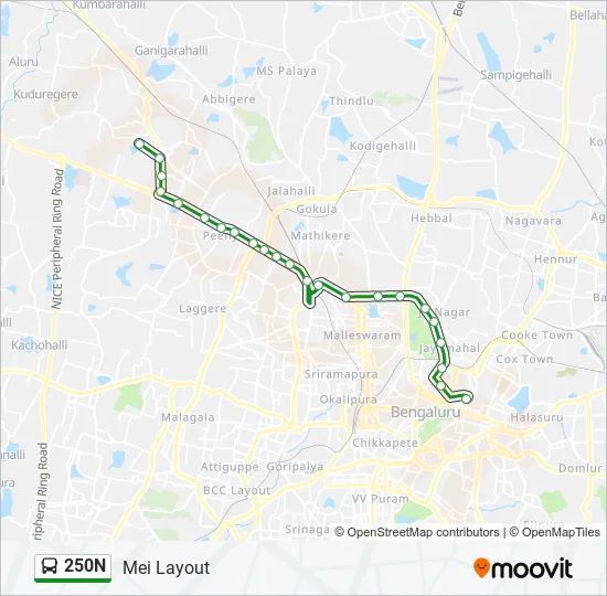 250N Bus Line Map
