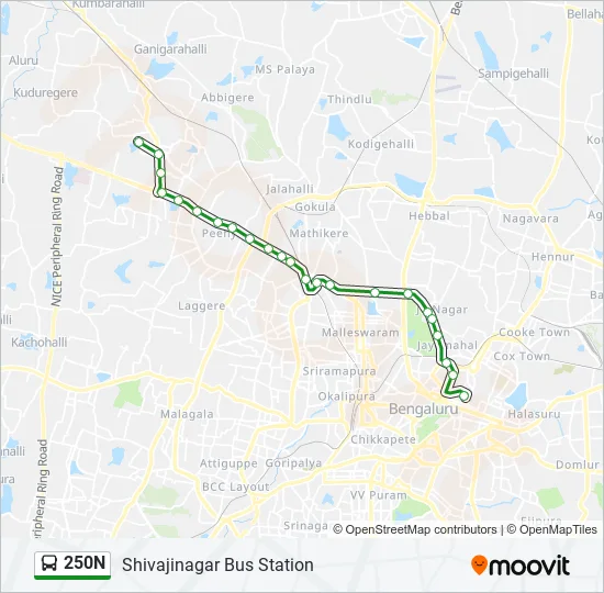 250N Bus Line Map