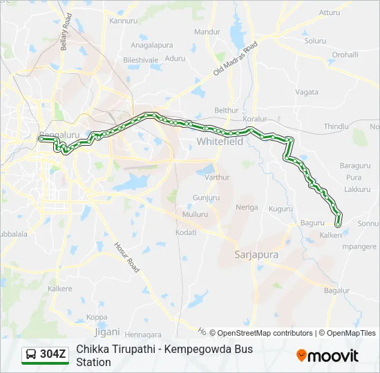 304Z Bus Line Map