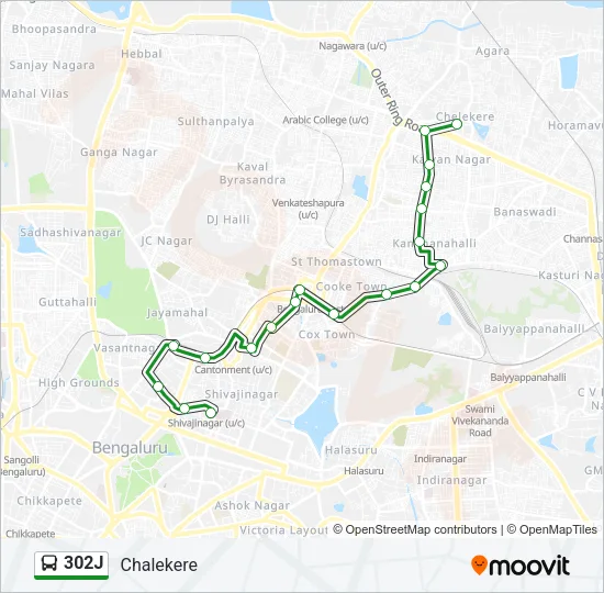 302J Bus Line Map