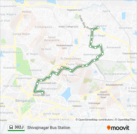 302J Bus Line Map