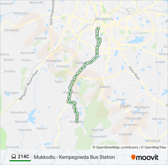 214C bus Line Map