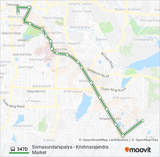 347D bus Line Map