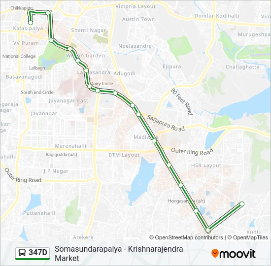 347D Bus Line Map