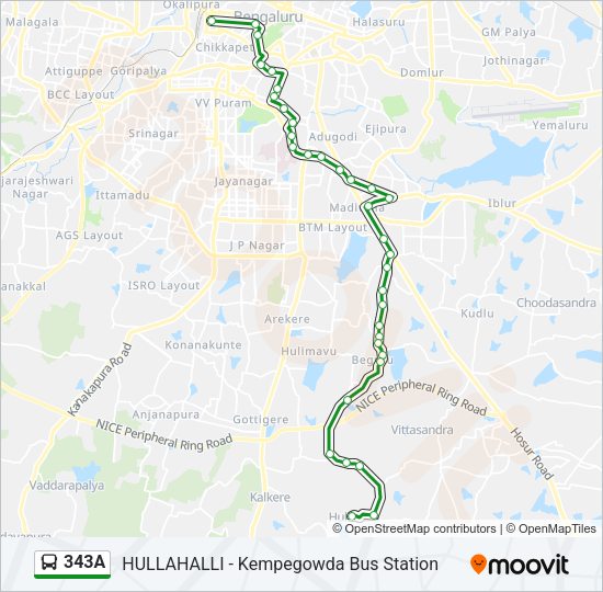 343A Bus Line Map