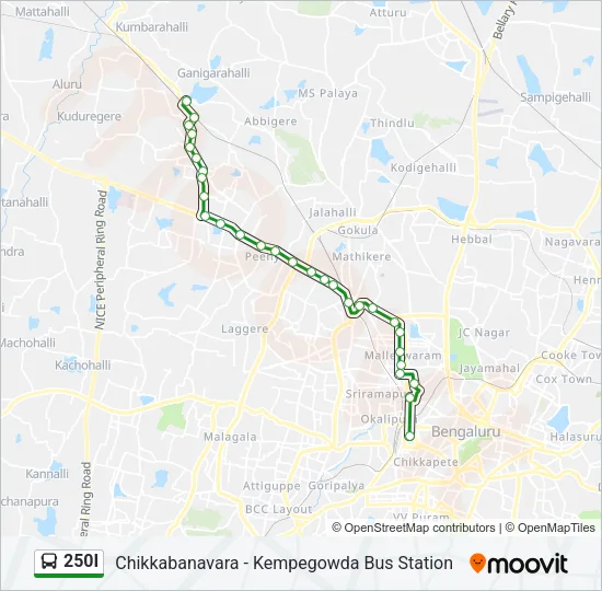 250I Bus Line Map