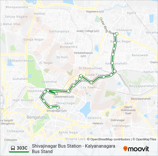303C Bus Line Map
