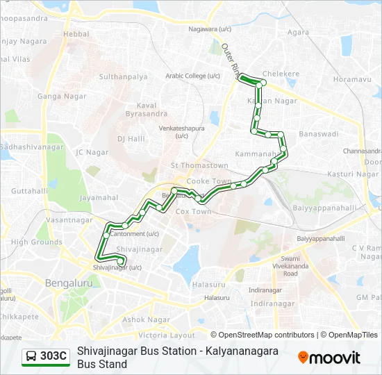 303C Bus Line Map
