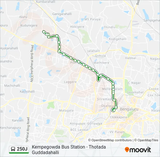 250J Bus Line Map