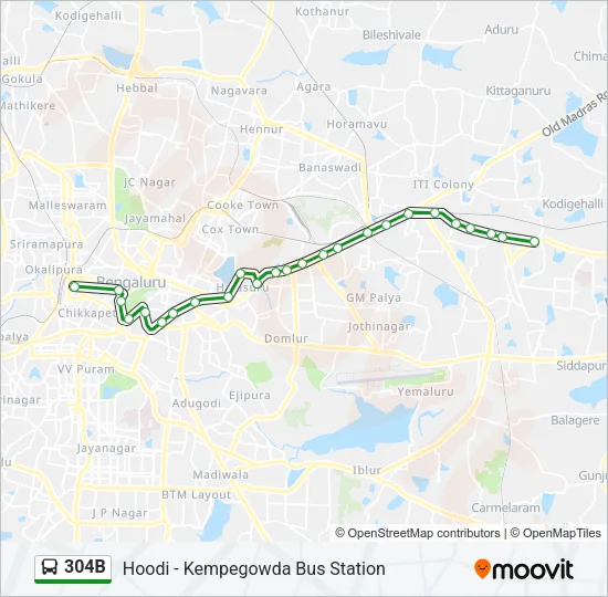304B Bus Line Map