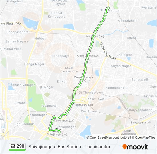 Gottigere To Nagavara Metro Route Map 290 Route: Schedules, Stops & Maps - Shivajinagar Bus Station (Updated)