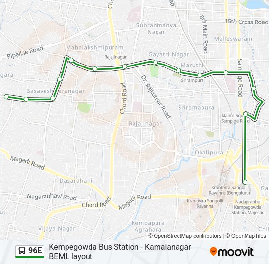 96E bus Line Map