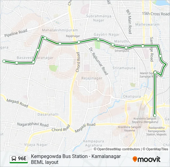 96E Bus Line Map