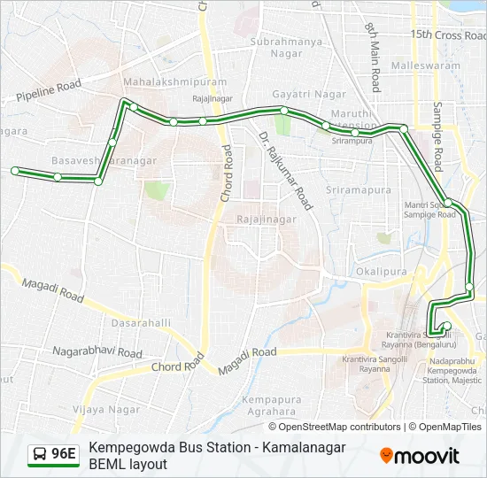 96E Bus Line Map