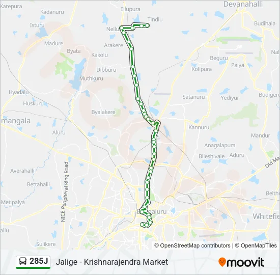 285J Bus Line Map
