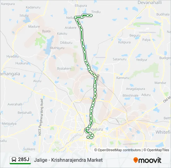285J Bus Line Map