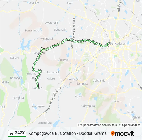 242X Bus Line Map