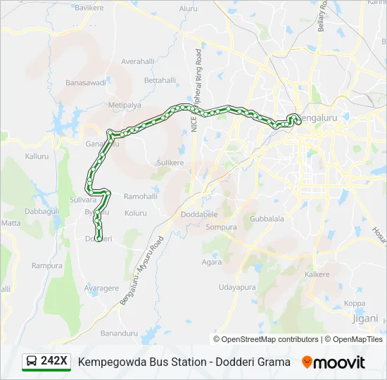 242X Bus Line Map