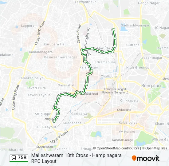 75B Bus Line Map
