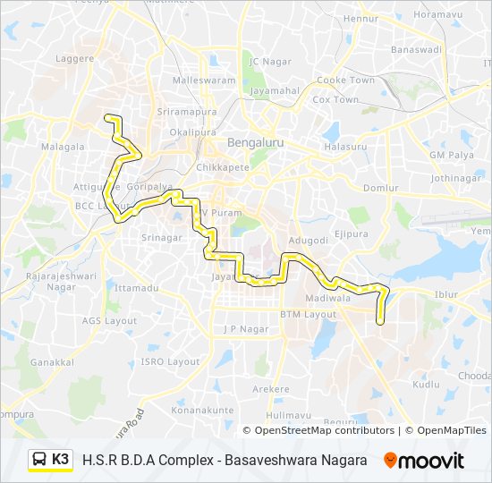 Basaveshwara Nagar Bangalore Map K3 Route: Schedules, Stops & Maps - Basaveshwara Nagara (Updated)