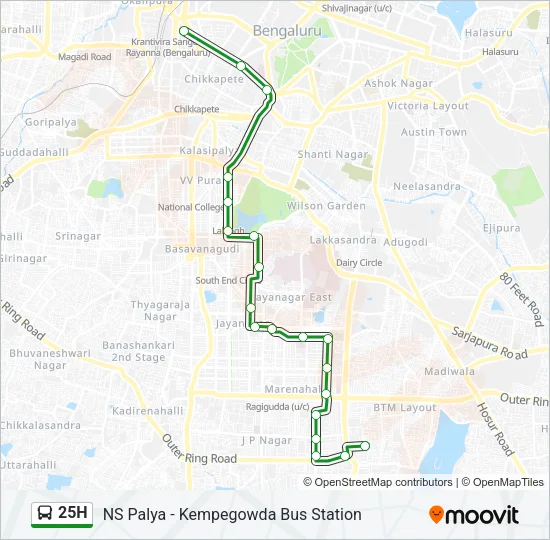 25H Bus Line Map