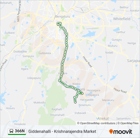 366N Bus Line Map