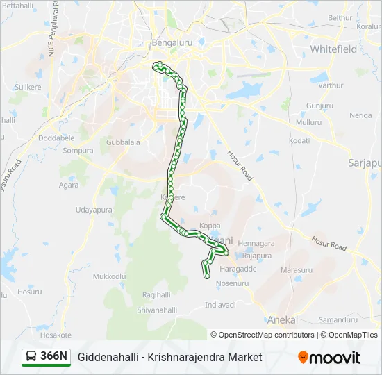 366N Bus Line Map