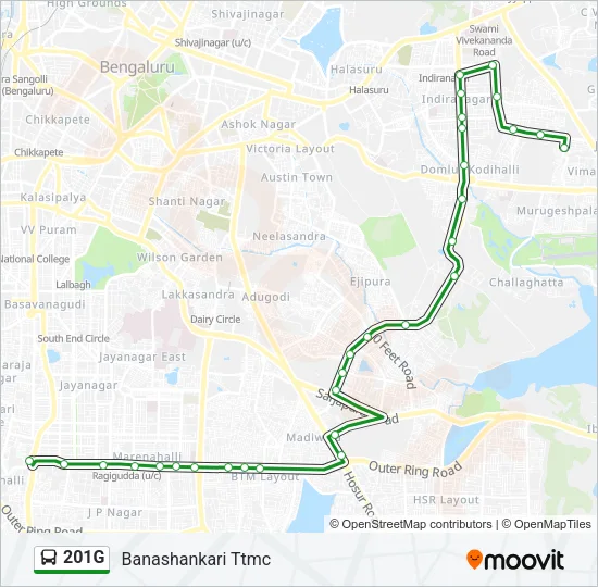 201G Bus Line Map