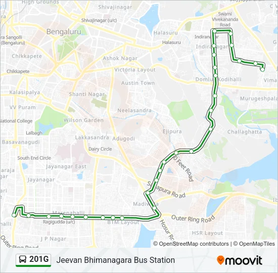 201G Bus Line Map