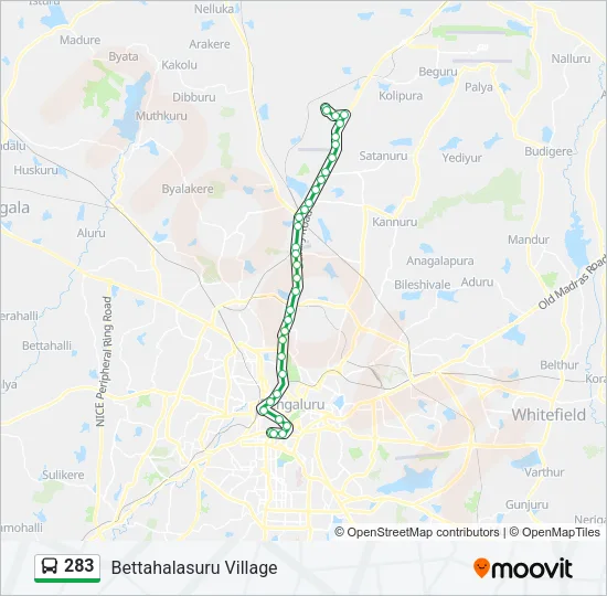283 Bus Line Map