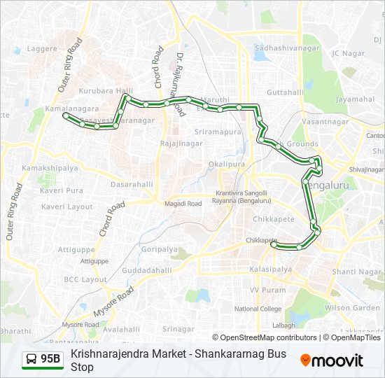 95B bus Line Map