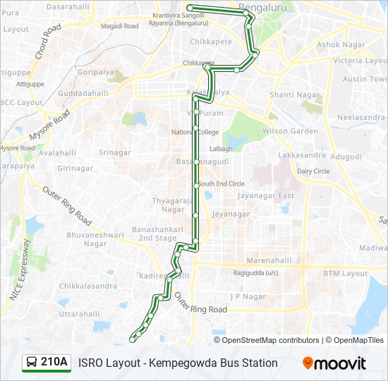 210A bus Line Map