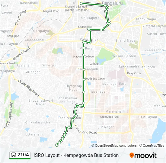 210A Bus Line Map